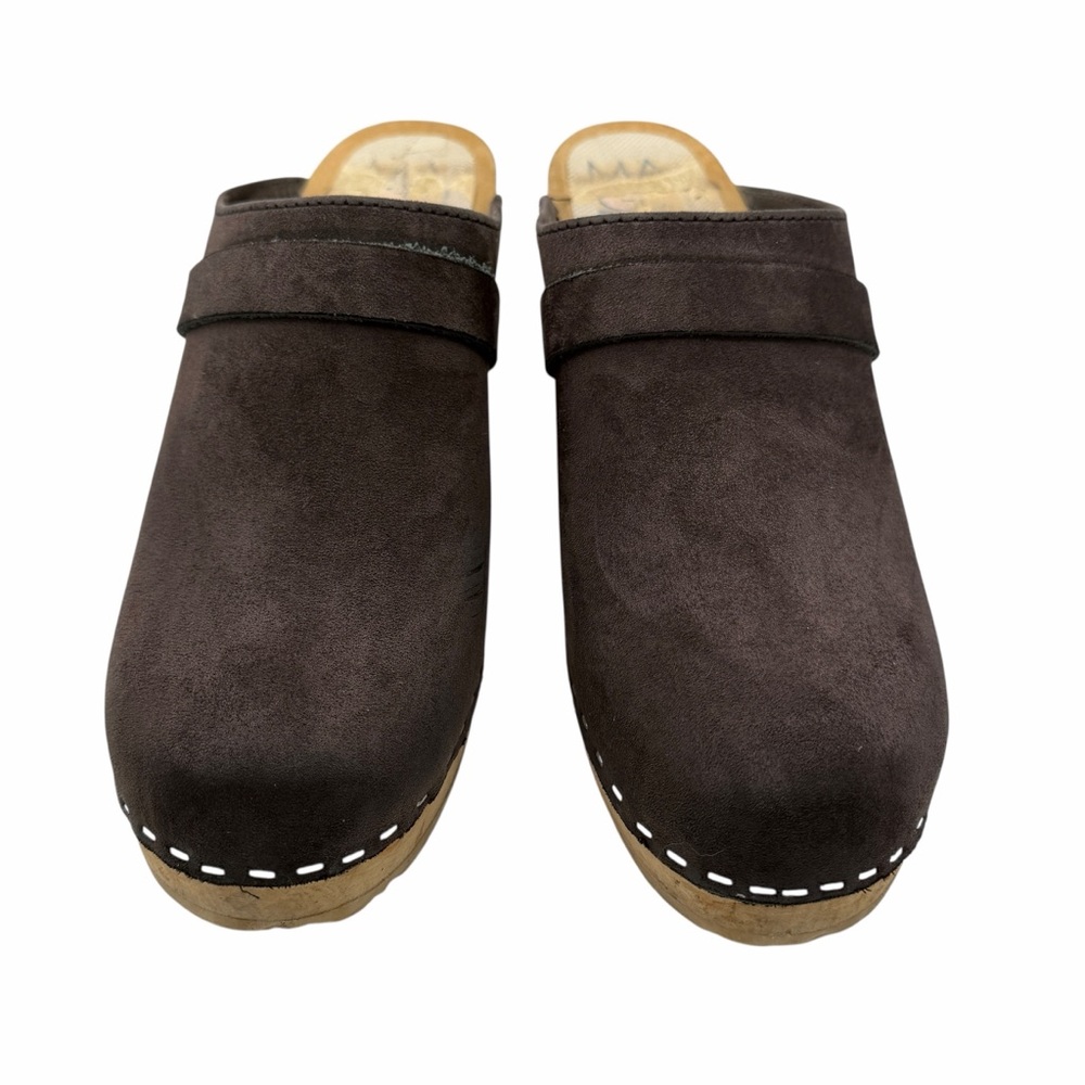 MAGUBA Stockholm Dark Brown Leather Women's Clogs with Heel - Size 41/ US 10.5